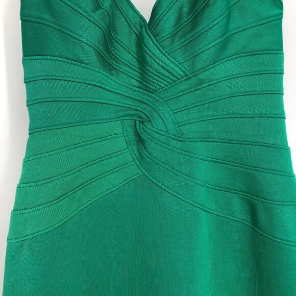 BCBG MaxAzria emerald green halter  neck bodycon mini dress size XS - Picture 7 of 16
